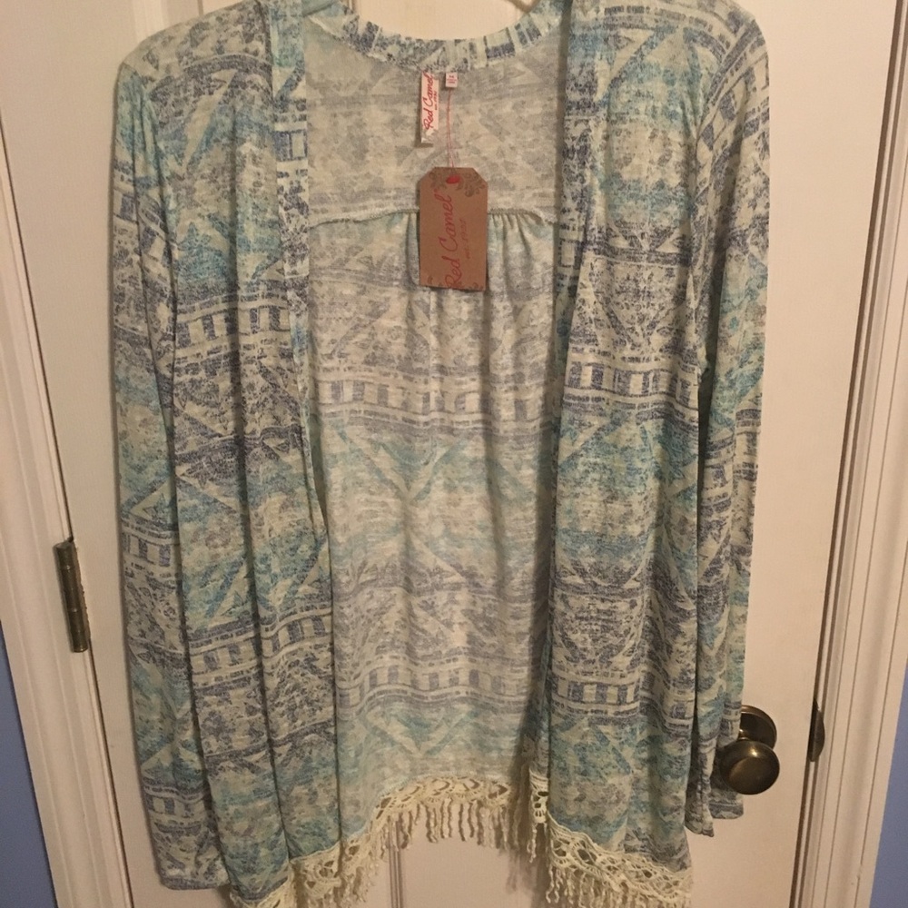 Blue Aztec cardigan NWT